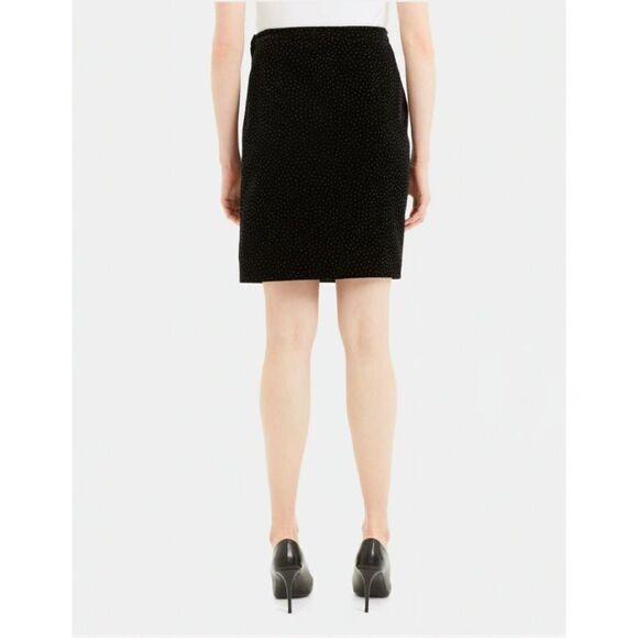 New! Theory Pleated Wrap Skirt in Dot Black Velvet, 4 - Picture 4 of 12